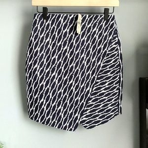 NWT LOFT Split Front Skirt (Blue/White) XSP